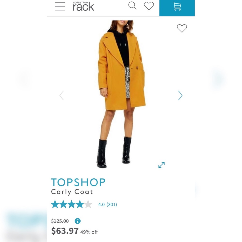 ๐HP๐ NWT Topshop Carly Coat - Mustard - Picture 5 of 5